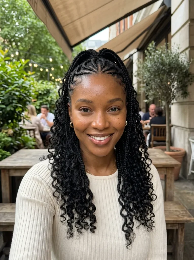 Half-Up Half-Down Stitch Braids
