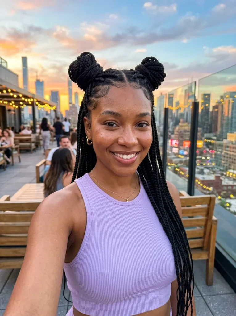 Half-Up Pigtail Buns
