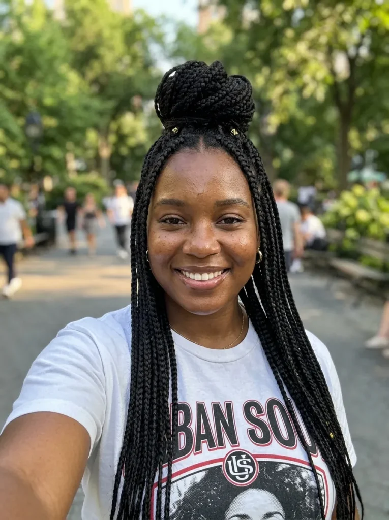 Half-Up Top Knot Box Braids