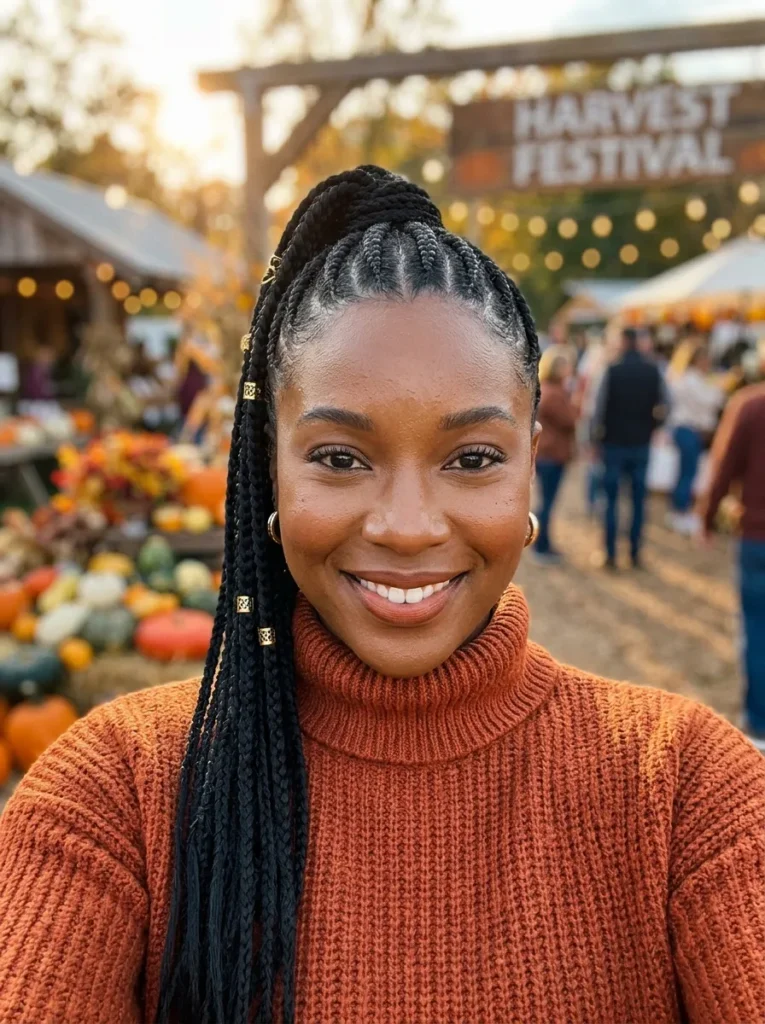 High Cornrow Ponytail
