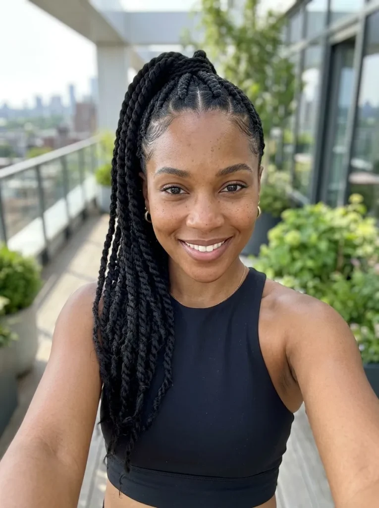 High Ponytail Rope Twists