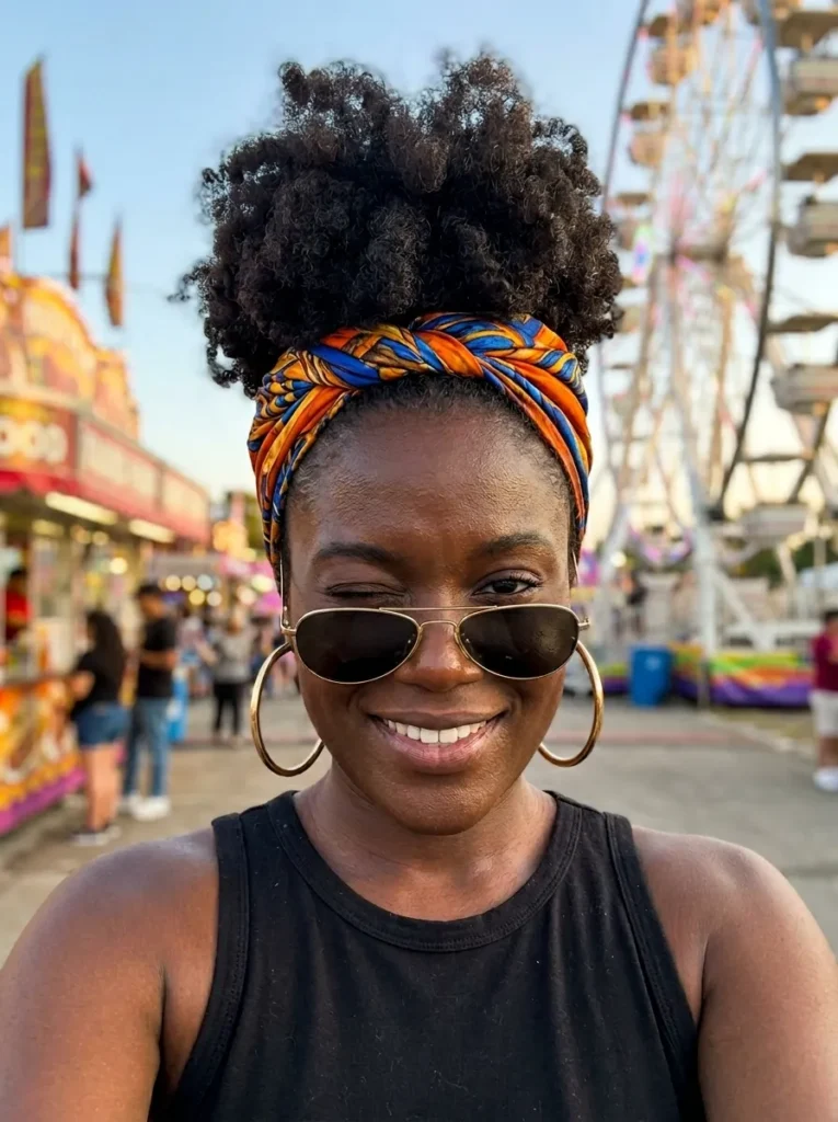 High Puff With Scarf