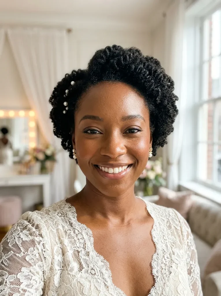 Natural Hairstyles for Black Brides