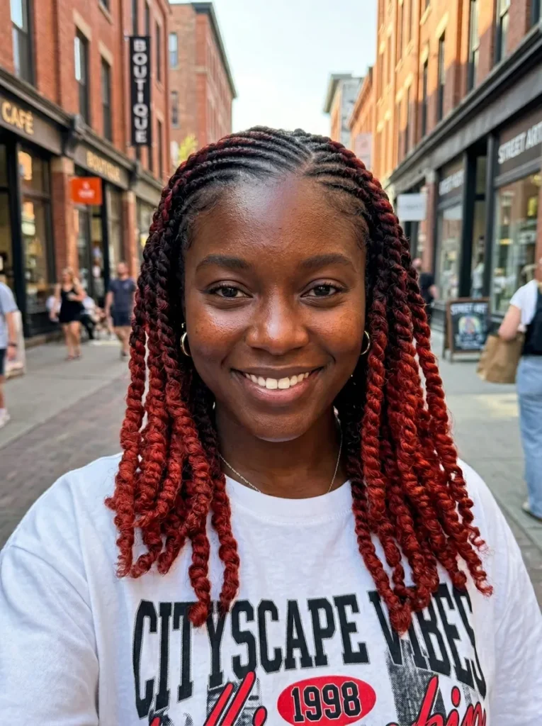 Ombre Red Swept Twists