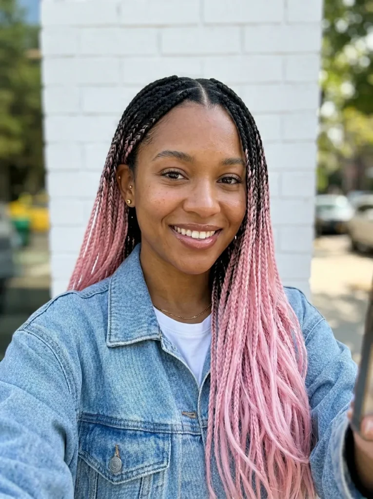 Pastel Pink Ombre Braids