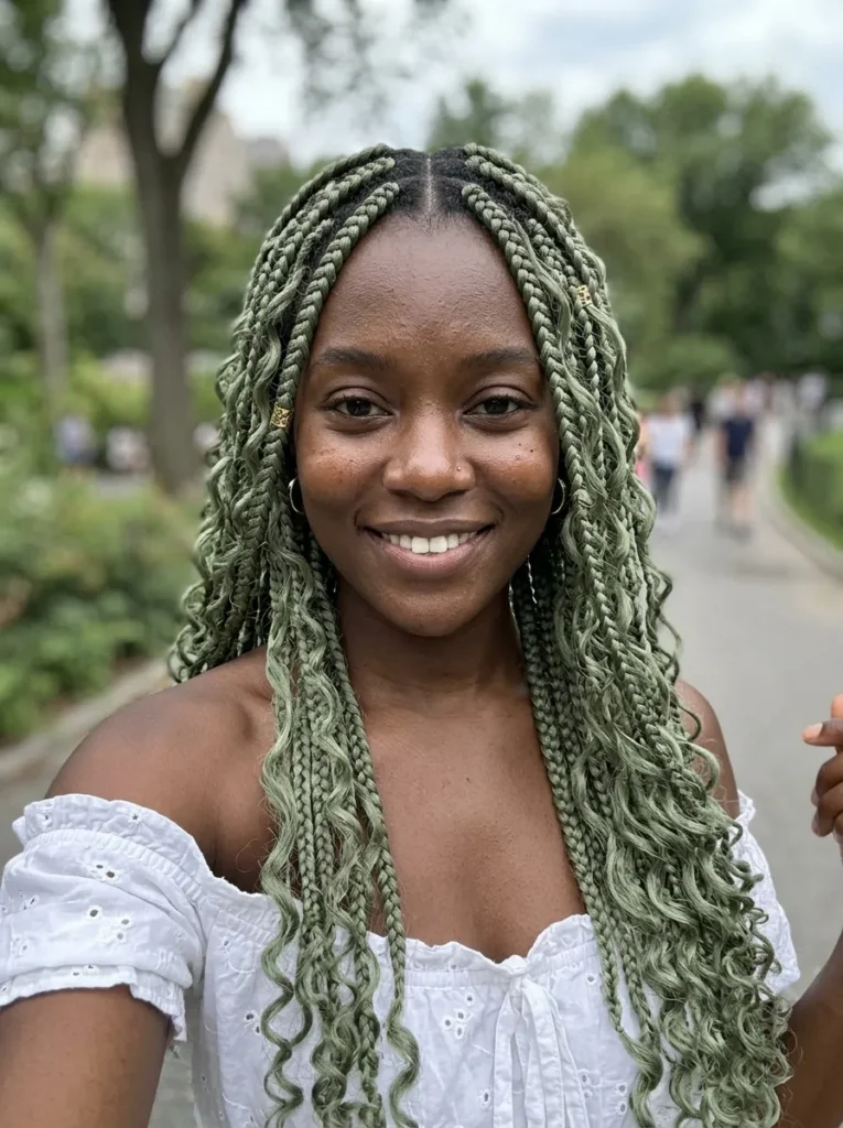 Sage Green Goddess Braids