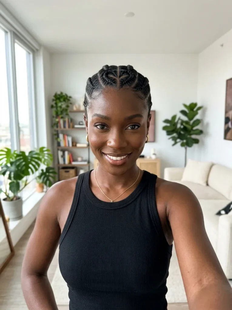 Scalp Braids with Heart Design