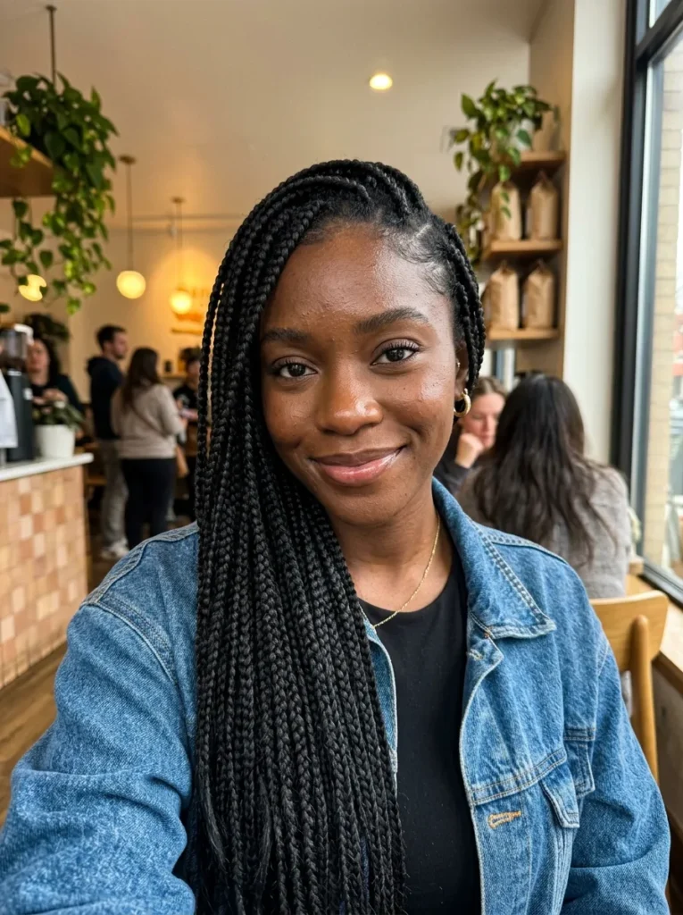 Side-Swept Box Braids