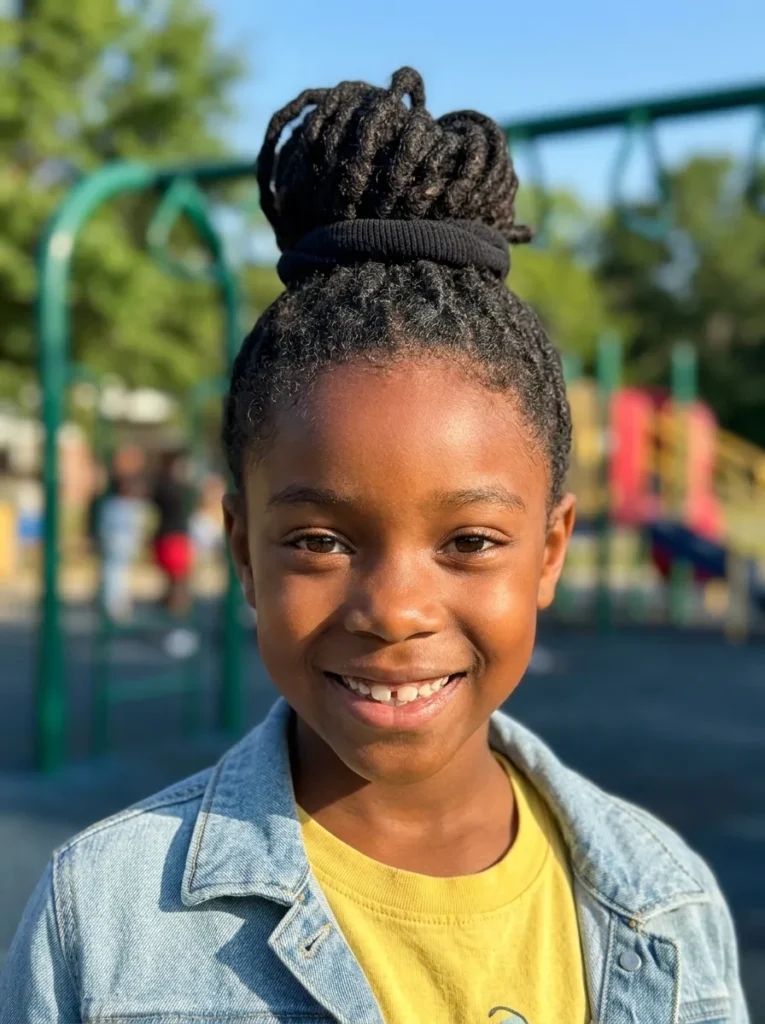 Top Knot Dreadlocks Hairstyles for School Kids