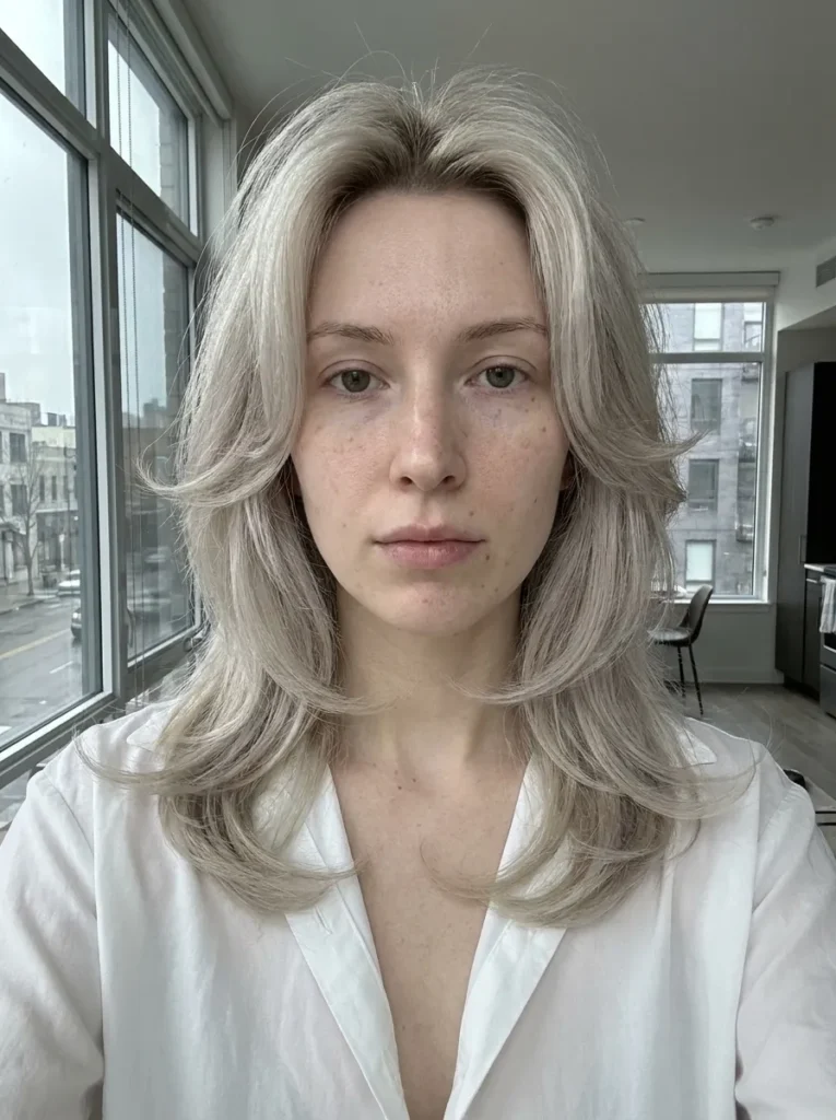 Ash Blonde Swooping Layers