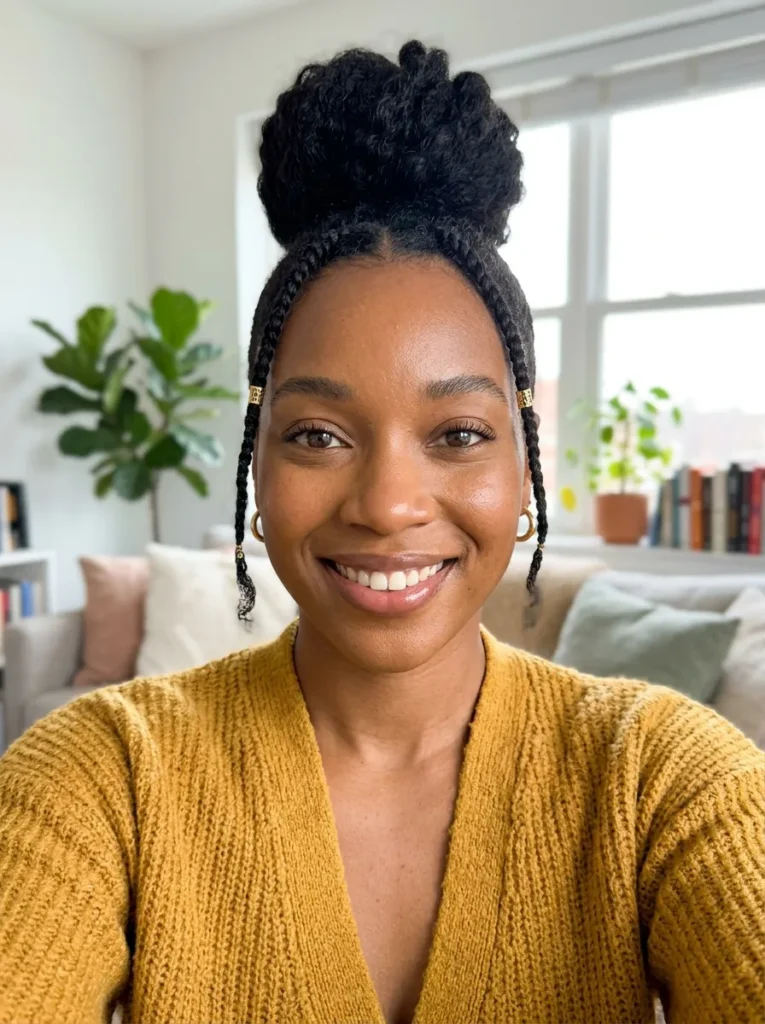 Braided Bangs With Topknot