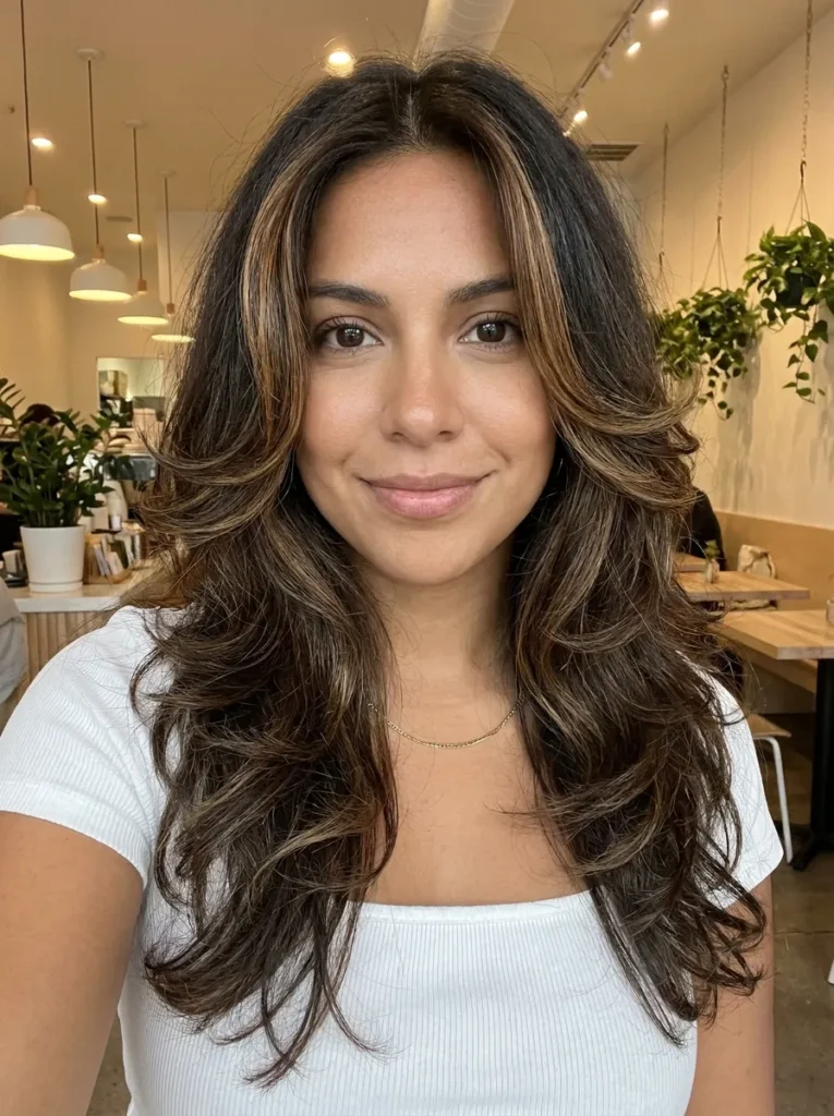 Caramel Balayage Winged Cut