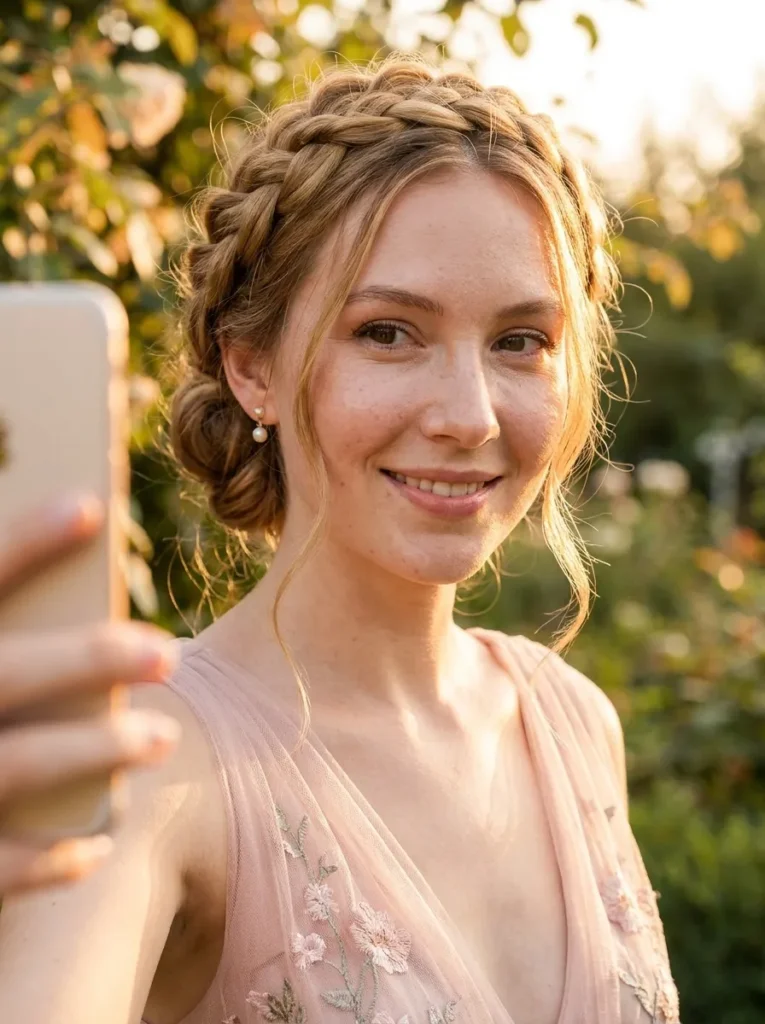 Crown Braid Low Bun Prom Hairstyles