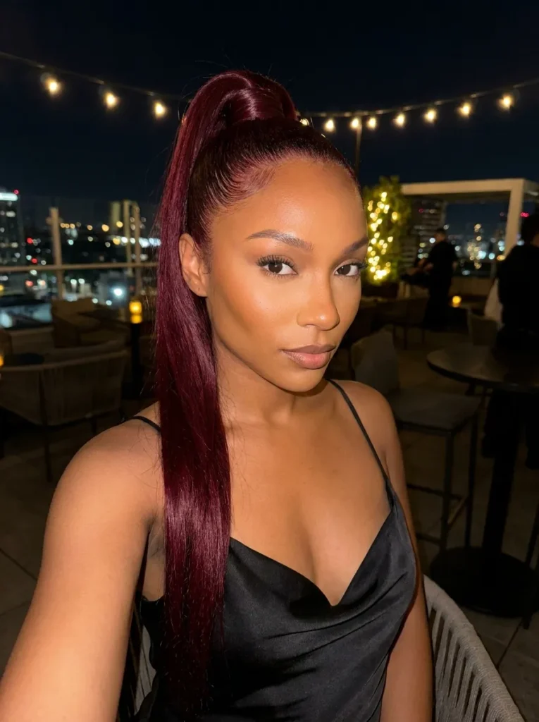 Deep Burgundy Red Updo