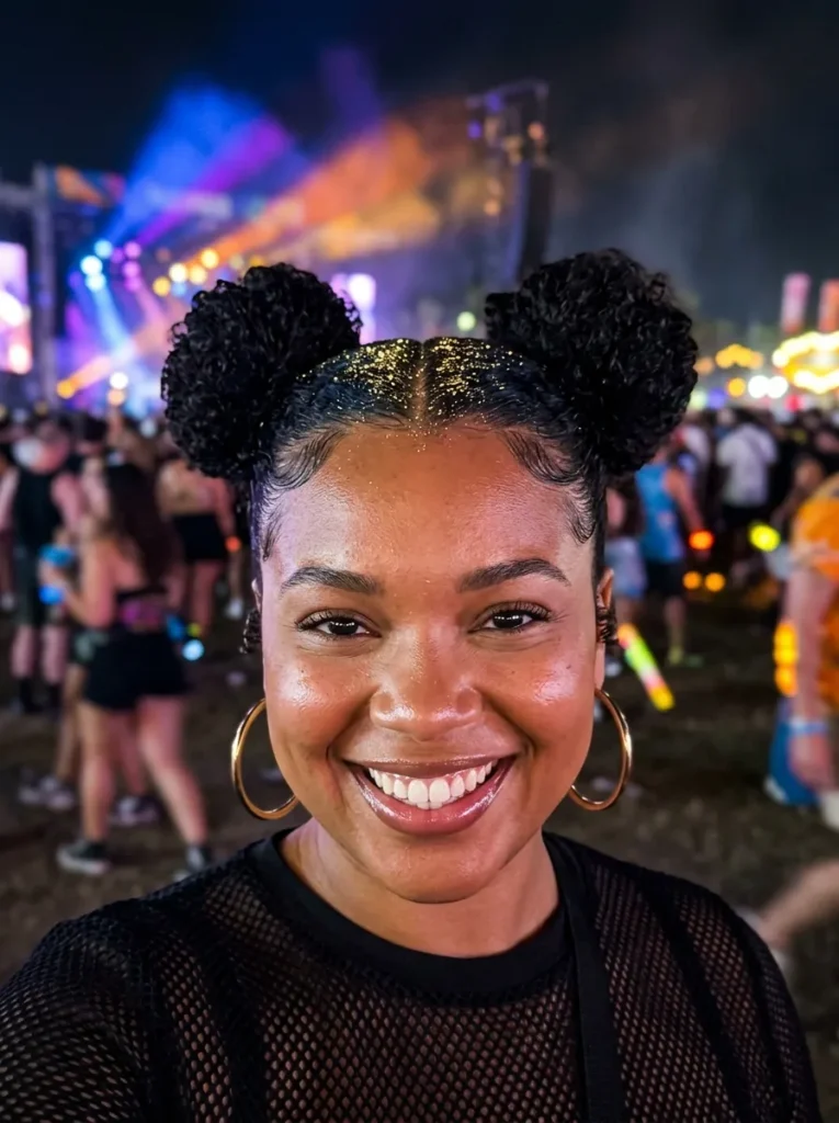 Glitter Roots Two Buns