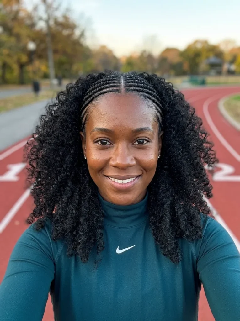 Half-Cornrow Curly Back