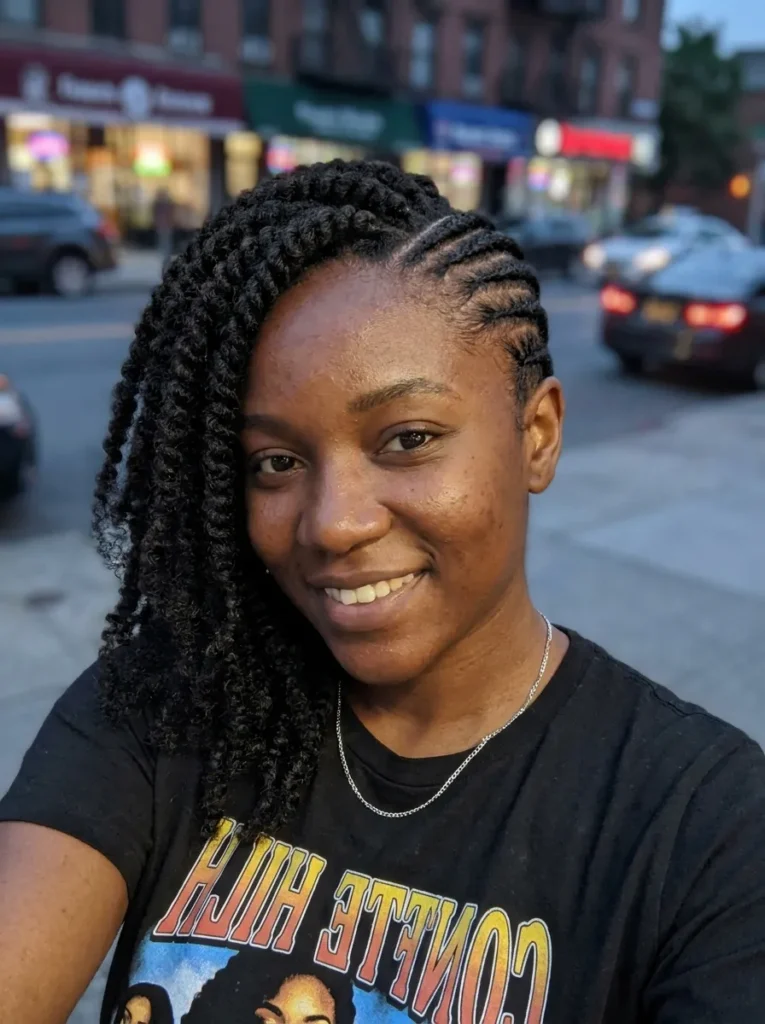 Half-Cornrow Side Sweep