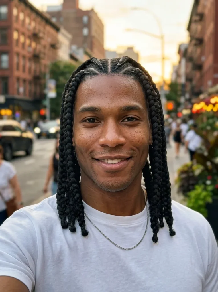 Half Cornrows Half Box Braids Mens Hairstyles