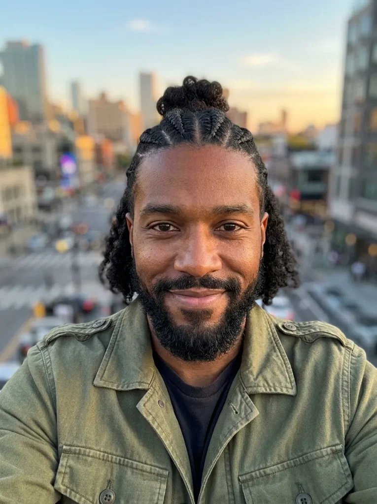 Half Up Cornrow Man Bun