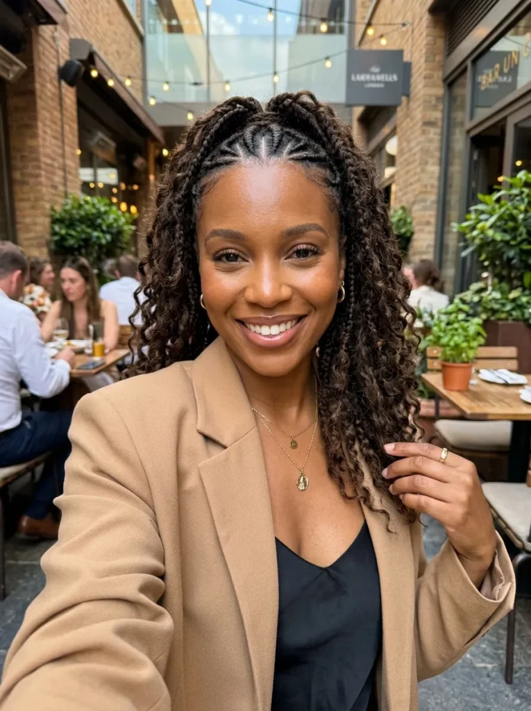 Half-Up Half-Down Cornrows