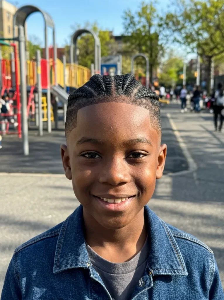 Little Boy Cornrows with Mid Fade