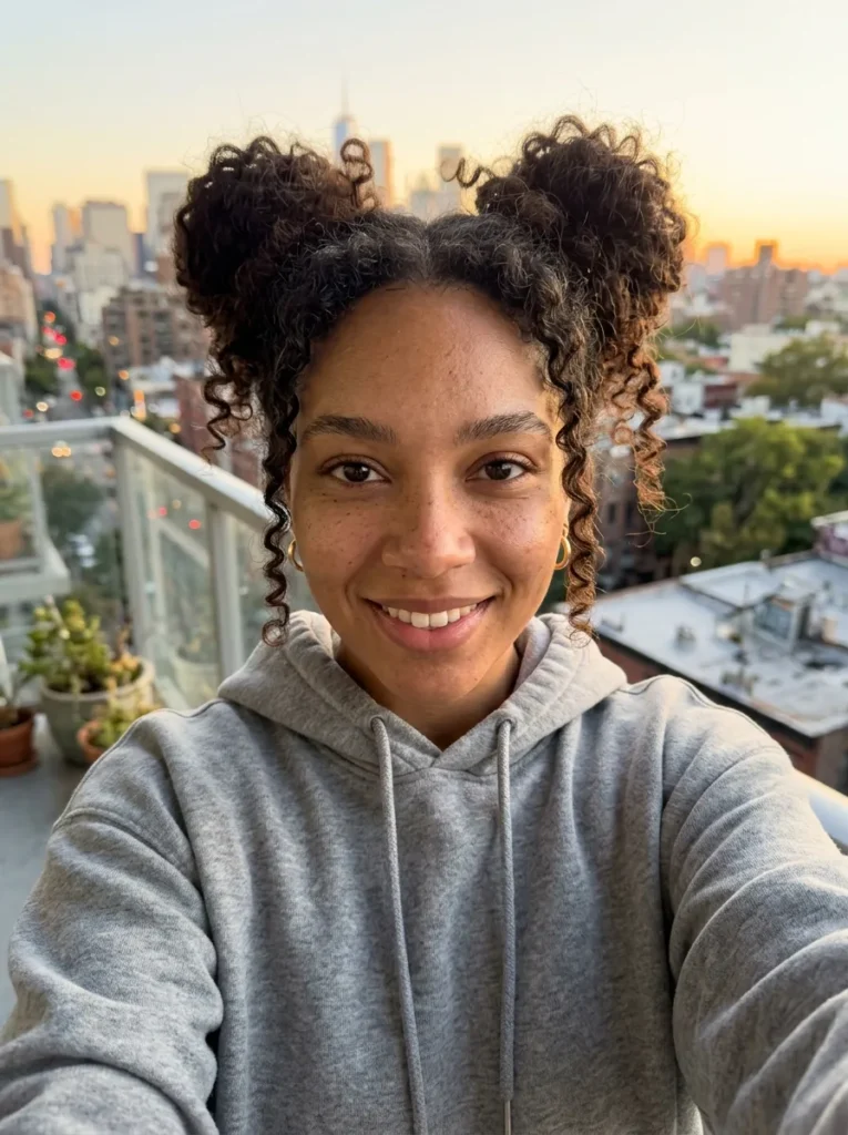 Messy Curly Space Buns