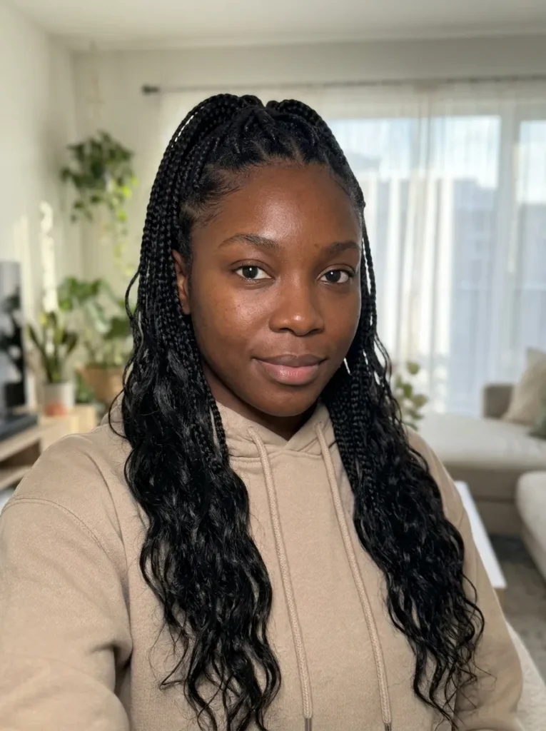 Ponytail Braids With End Free Loose For Black Hair