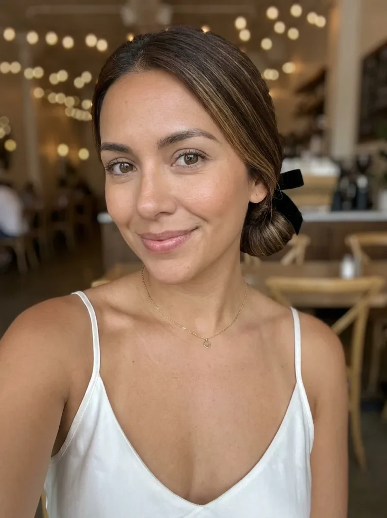 Ribbon-Tied Classy Low Bun