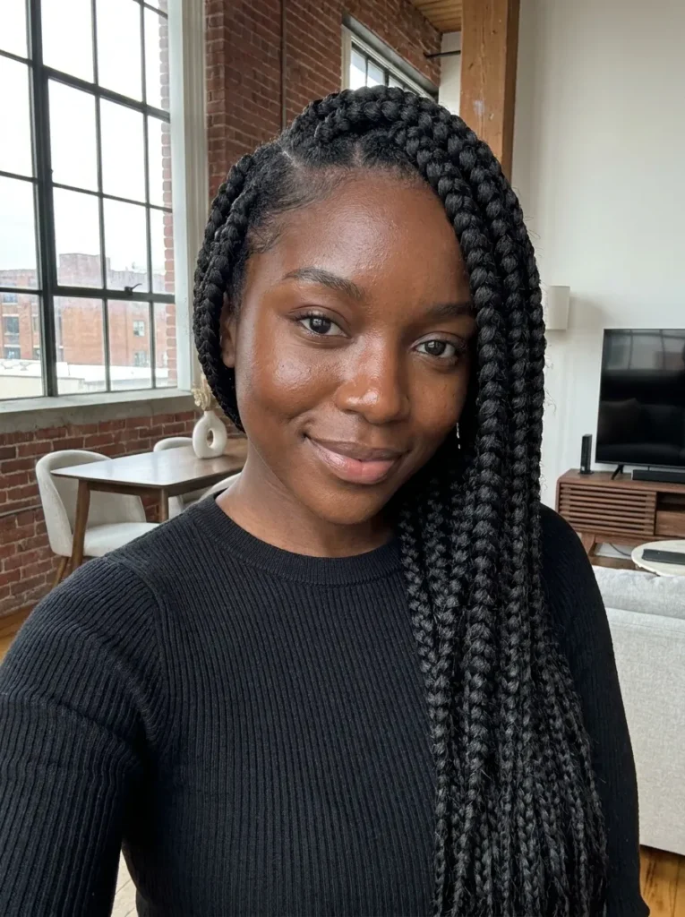 Side Swept Chunky Plaits