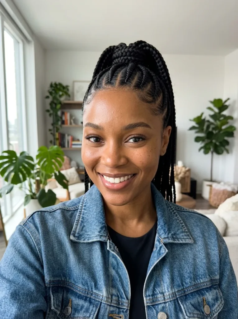 Sleek Cornrow Braided Ponytail