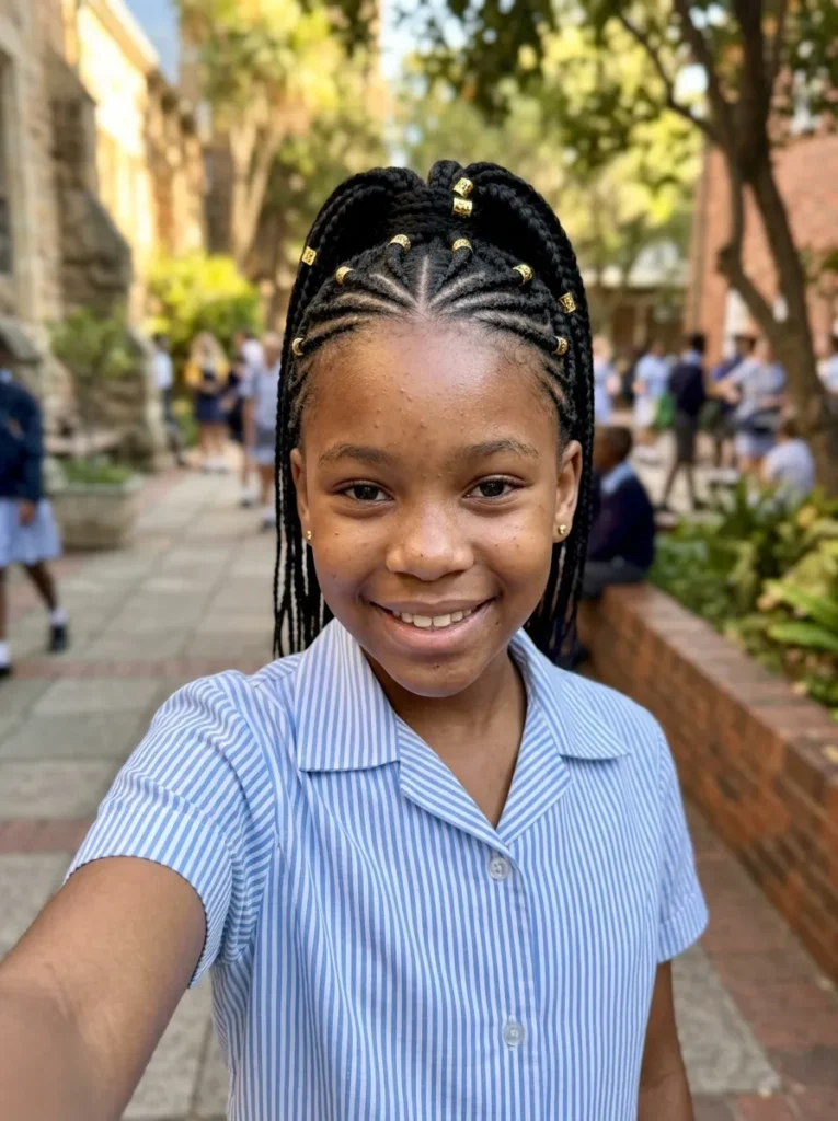 Stitch Braids into a High Pony