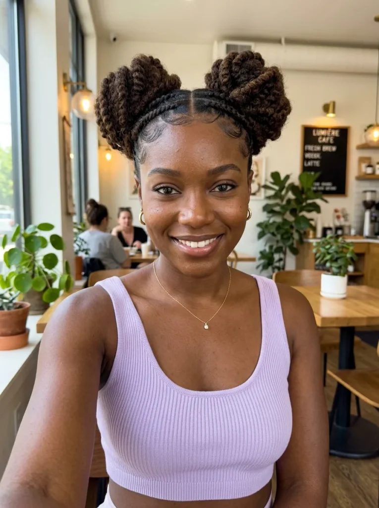 Twisted Front Double Buns