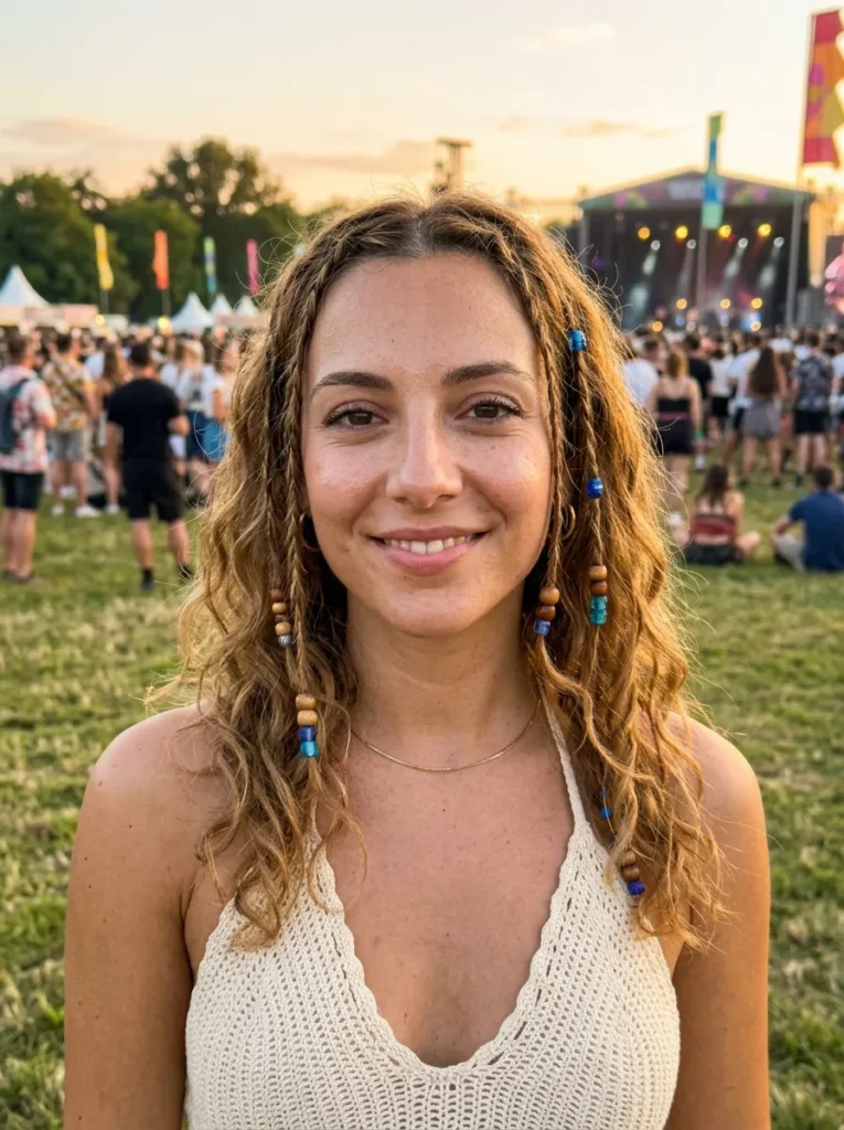 Wavy Festival Hairstyles With Beads