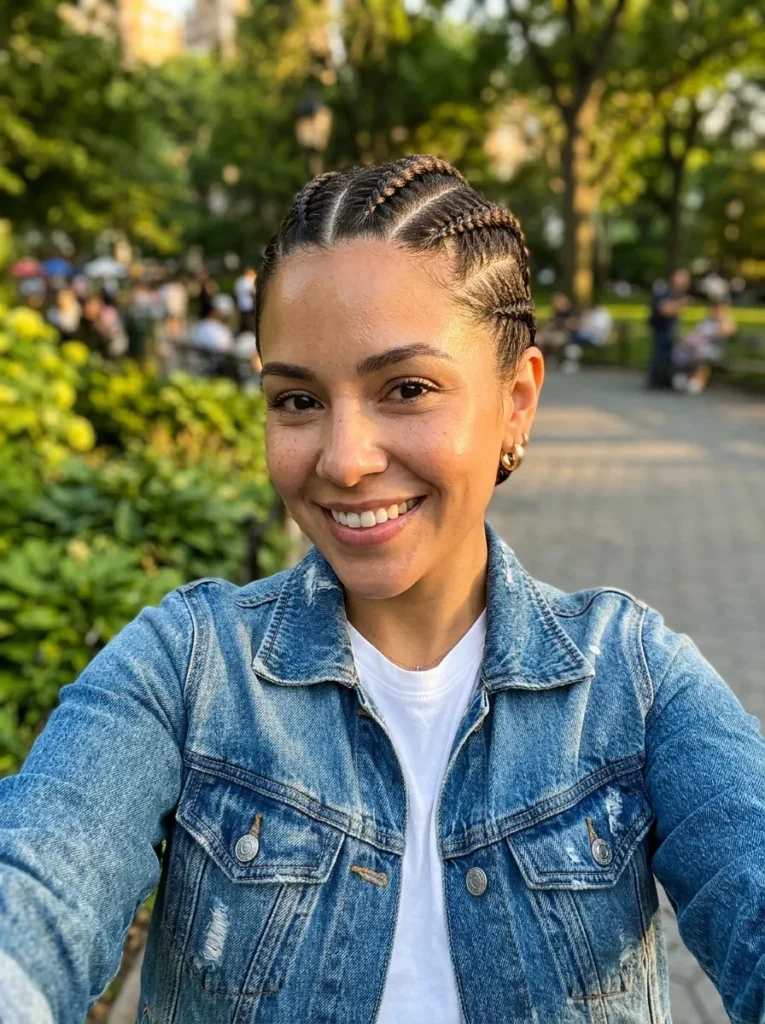 Zig-Zag Parted Cornrows