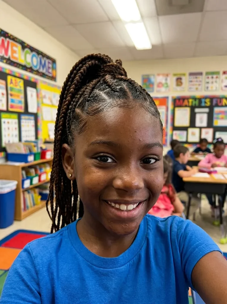 Zig-Zag Parted Ponytail
