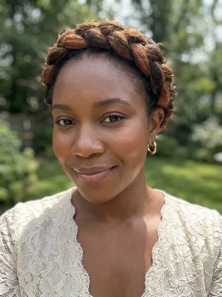 Braided Crown with Face-Framing Fringe