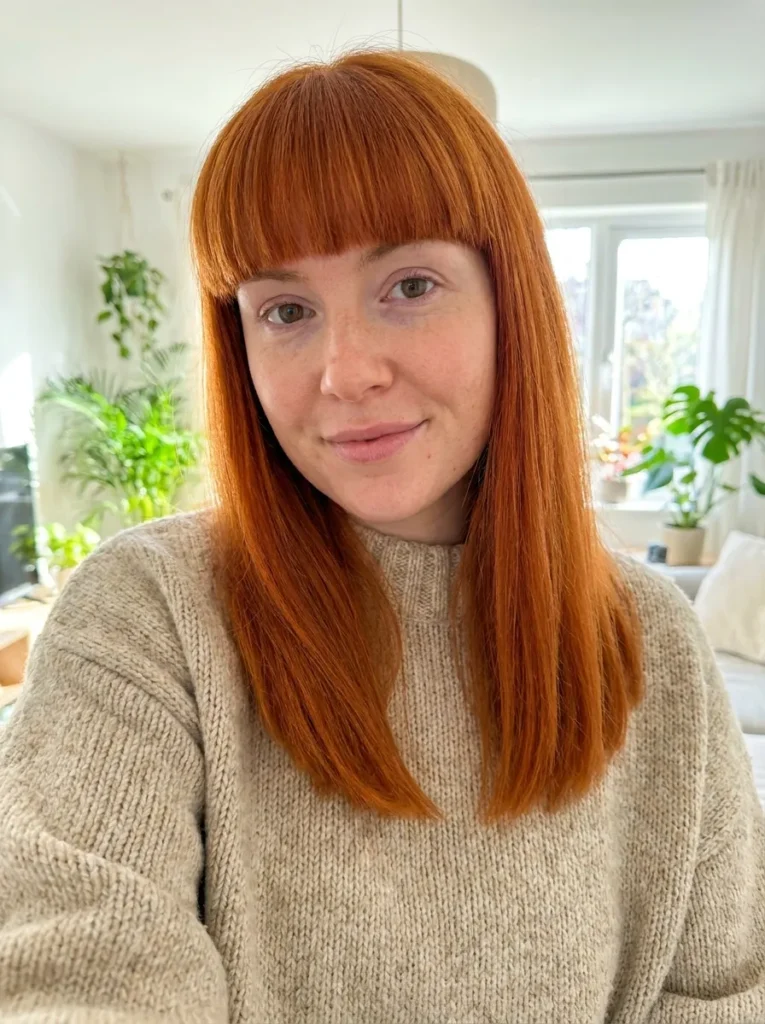 Classic Blunt Bangs Copper Hair