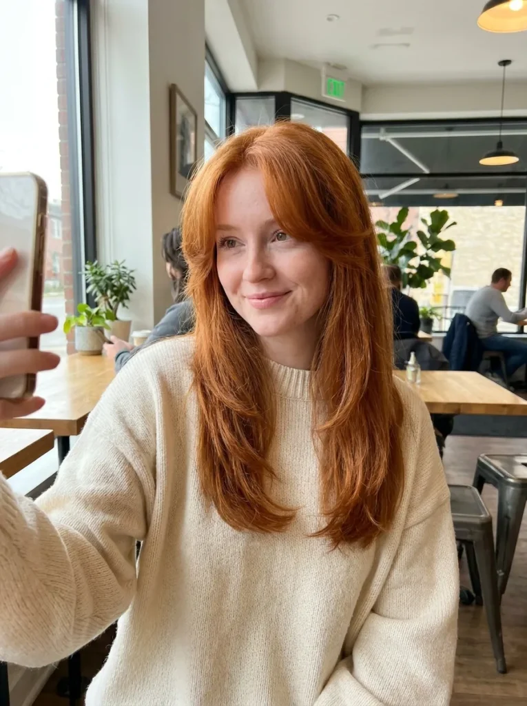 Classic Curtain Bangs Redhead