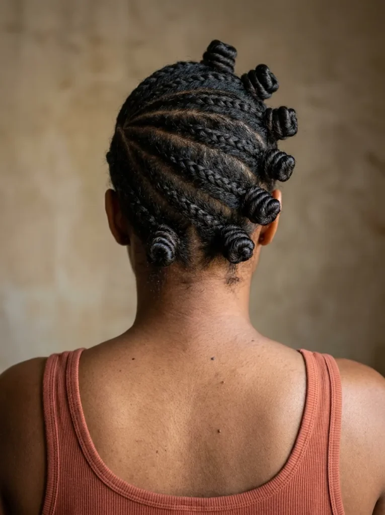 Lemonade Braids Finished in Bantu Knots