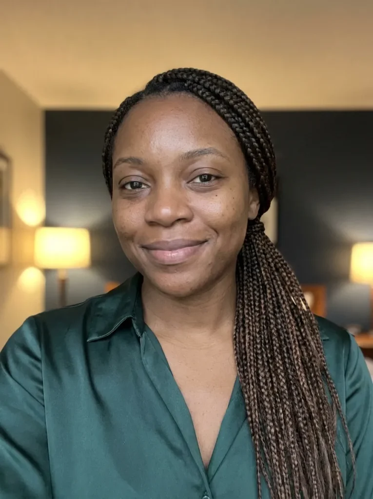 Lemonade Braids Gathered Into a Low Side Ponytail