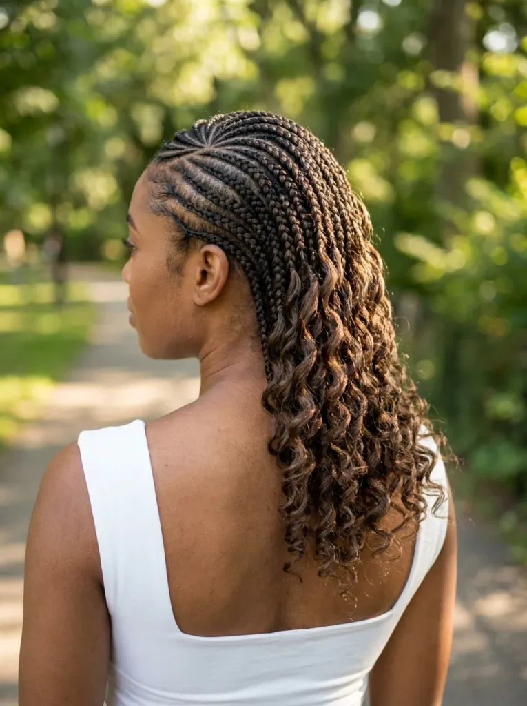Lemonade Braids With Curly Loose Ends
