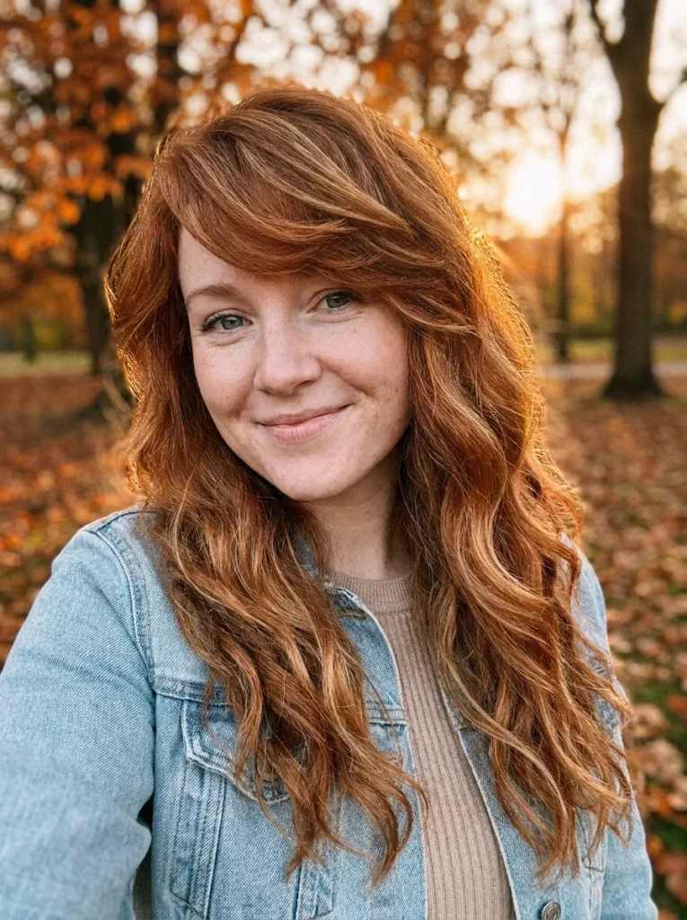 Long Layered Waves with Side Bangs