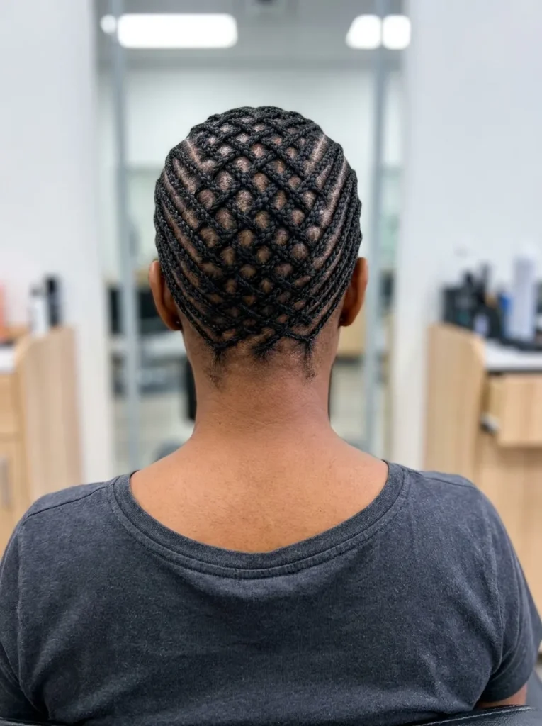 Micro Basket-Weave Cornrow Pattern