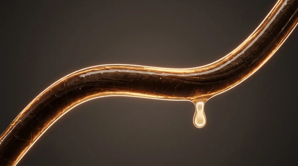 Oil coating the hair strand