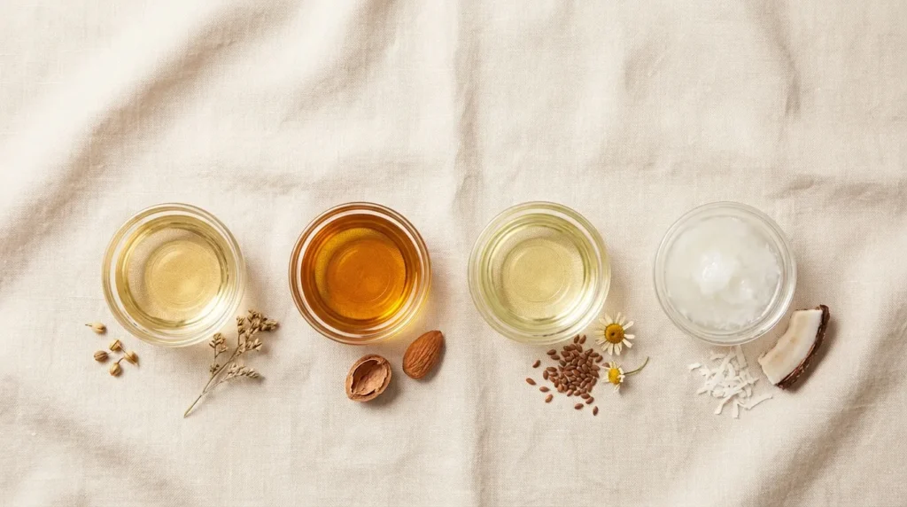 Oil comparison flat lay