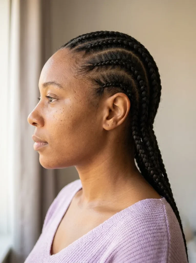 S-Curve Parted Lemonade Braids