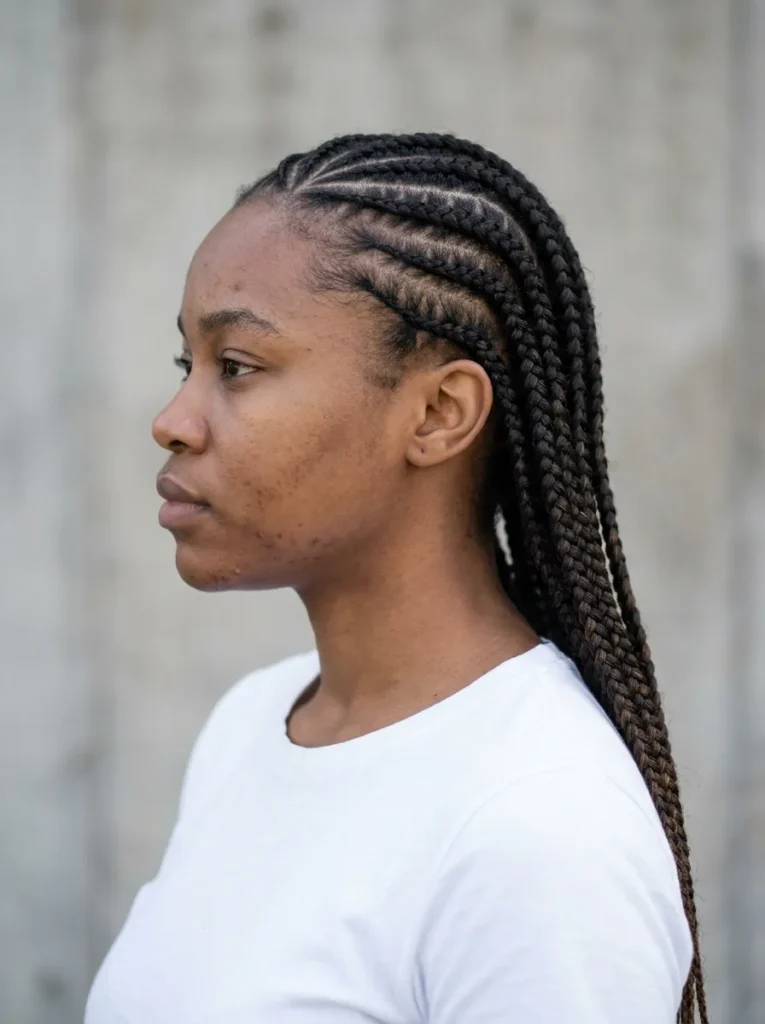 Zig-Zag Parted Lemonade Braids