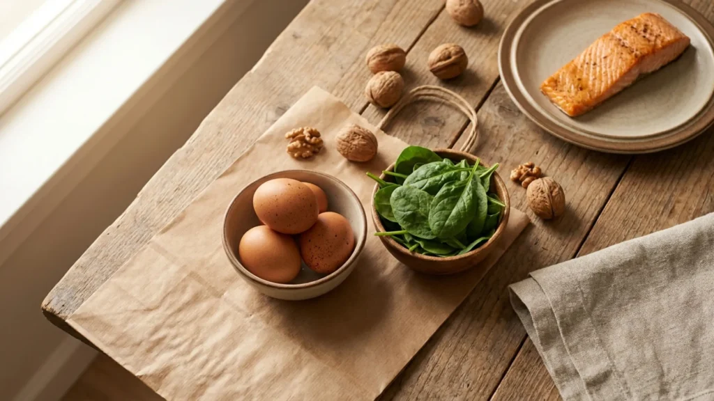 Eggs, spinach, walnuts, and salmon linked to hair health