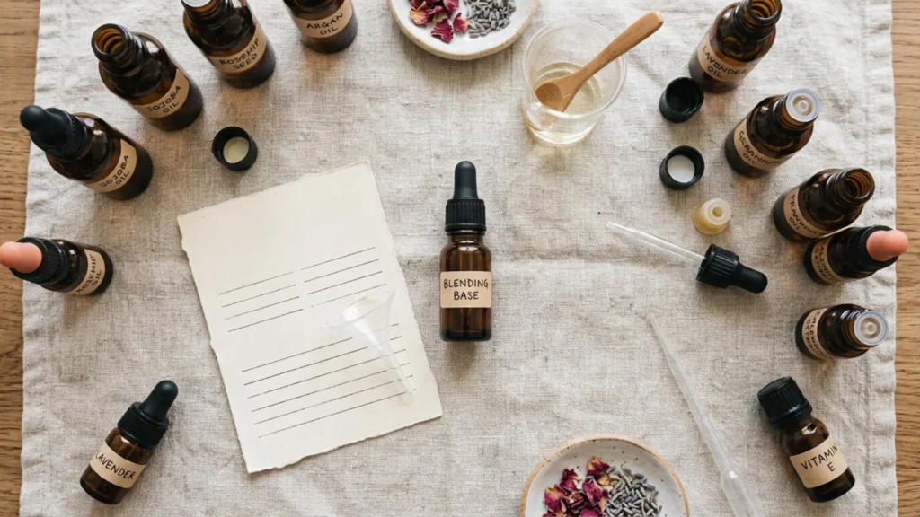 Amber dropper bottle used to store a homemade hair growth serum