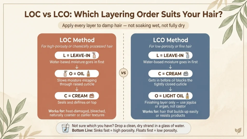 LOC versus LCO product layering method comparison by hair porosity type